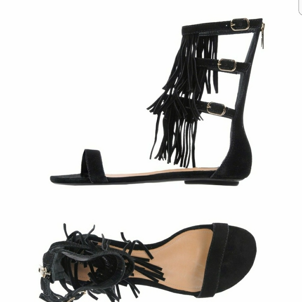 Schutz Fringe Nubuck Flat Sandal